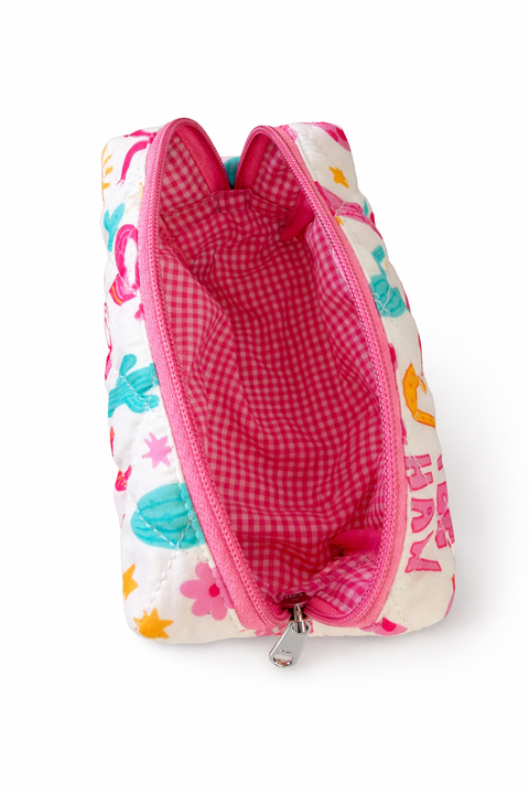 Quilted Western Pencil Pouch Cowgirl Makeup Bag Fabric
