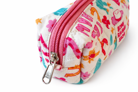 Quilted Western Pencil Pouch Cowgirl Makeup Bag Fabric