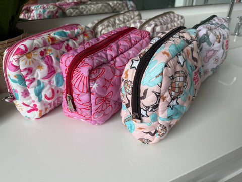 Fabric Western Makeup Bag Organizer | Cowgirl Cosmetic Bag 