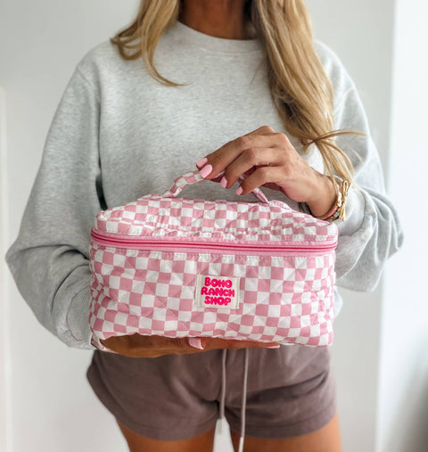 Quilted Western Makeup Bag  | Cowgirl Cosmetic Bag Fabric 