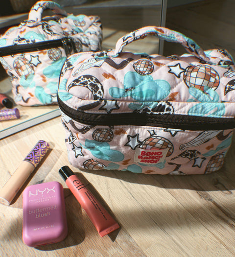 Quilted Western Makeup Bag  | Cowgirl Cosmetic Bag Fabric 