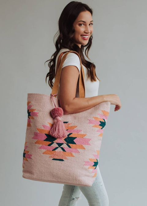 Pink, Teal & Orange Aztec Tote