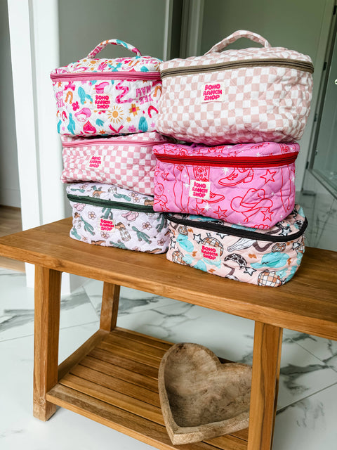 Quilted Western Makeup Bag  | Cowgirl Cosmetic Bag Fabric 