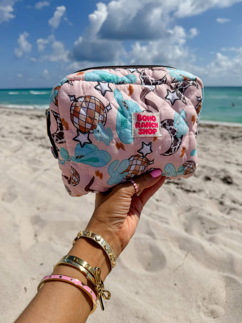 Fabric Western Makeup Bag Organizer | Cowgirl Cosmetic Bag 