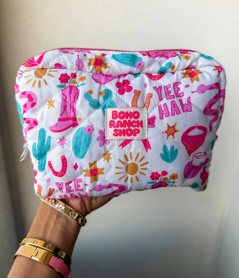 Fabric Western Makeup Bag Organizer | Cowgirl Cosmetic Bag 