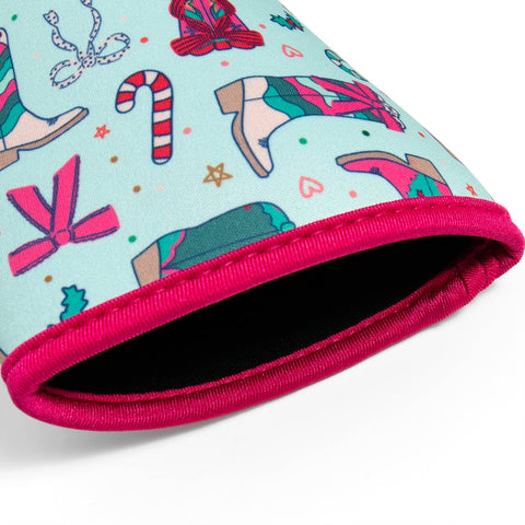 Christmas Western Cowgirl Boots Drink Sleeve