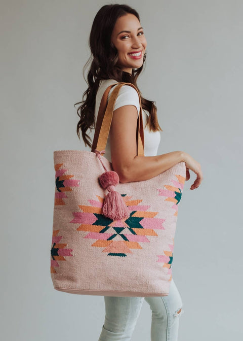 Pink, Teal & Orange Aztec Tote