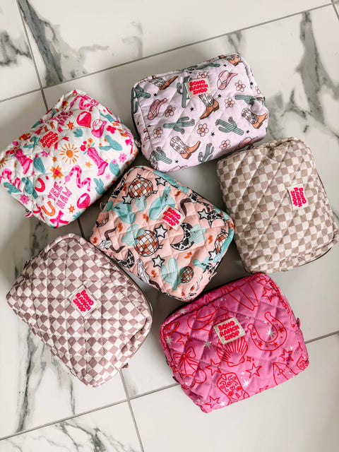 Fabric Western Makeup Bag Organizer | Cowgirl Cosmetic Bag 