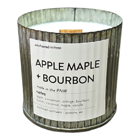 Apples & Maple Bourbon Rustic Vintage Farmhouse Wood Wick Candle