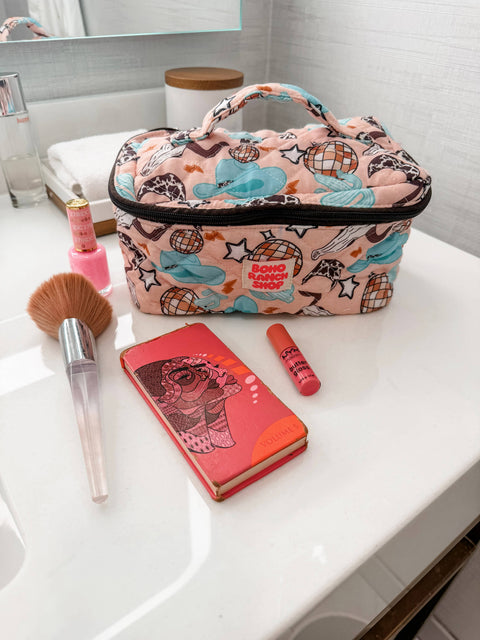 Quilted Western Makeup Bag  | Cowgirl Cosmetic Bag Fabric 