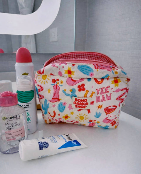 Fabric Western Makeup Bag Organizer | Cowgirl Cosmetic Bag 