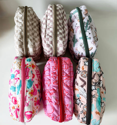 Fabric Western Makeup Bag Organizer | Cowgirl Cosmetic Bag 