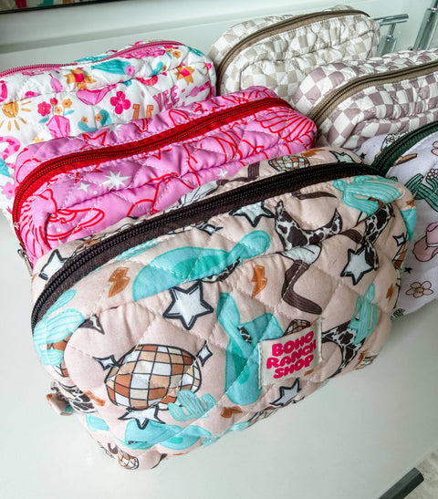 Fabric Western Makeup Bag Organizer | Cowgirl Cosmetic Bag 