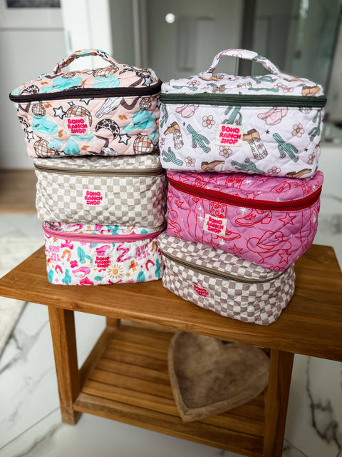 Quilted Western Makeup Bag  | Cowgirl Cosmetic Bag Fabric 