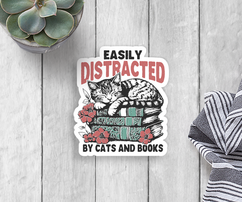 Cats and Books Vinyl Sticker