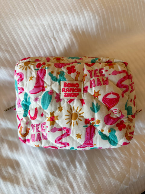 Fabric Western Makeup Bag Organizer | Cowgirl Cosmetic Bag 