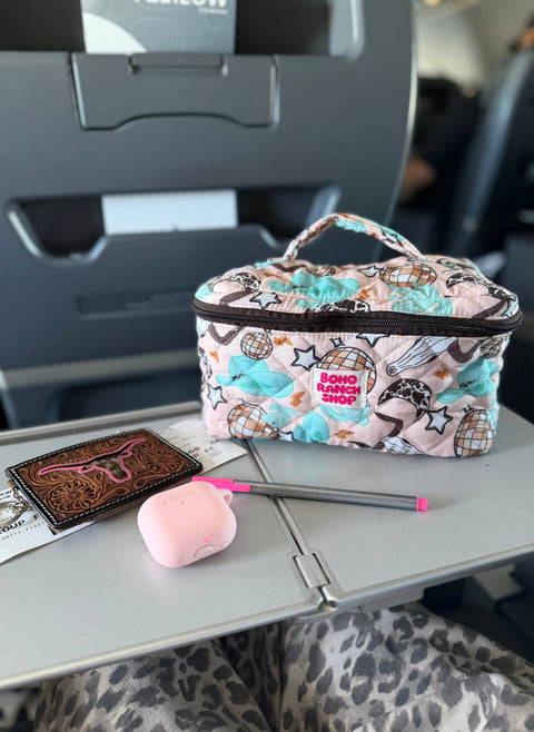 Quilted Western Makeup Bag  | Cowgirl Cosmetic Bag Fabric 