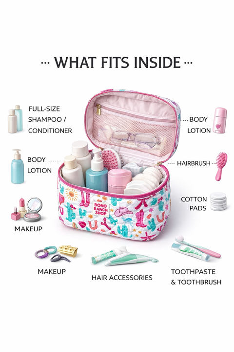 Quilted Western Makeup Bag  | Cowgirl Cosmetic Bag Fabric 
