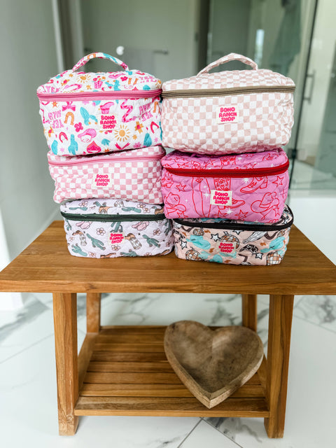 Quilted Western Makeup Bag  | Cowgirl Cosmetic Bag Fabric 