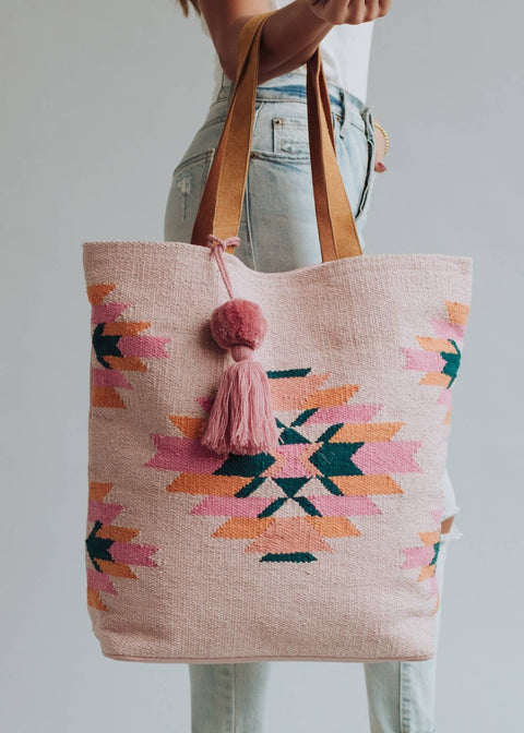 Pink, Teal & Orange Aztec Tote