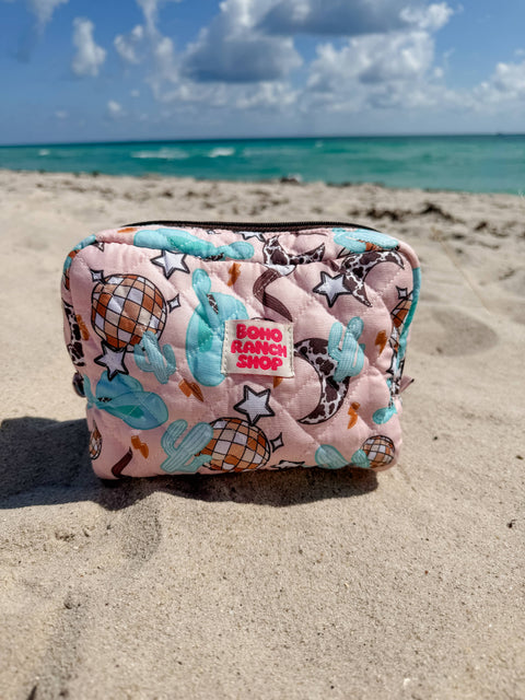 Fabric Western Makeup Bag Organizer | Cowgirl Cosmetic Bag 
