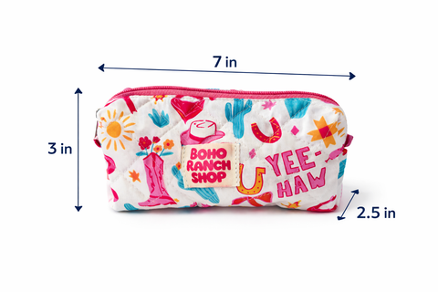 Quilted Western Pencil Pouch Cowgirl Makeup Bag Fabric