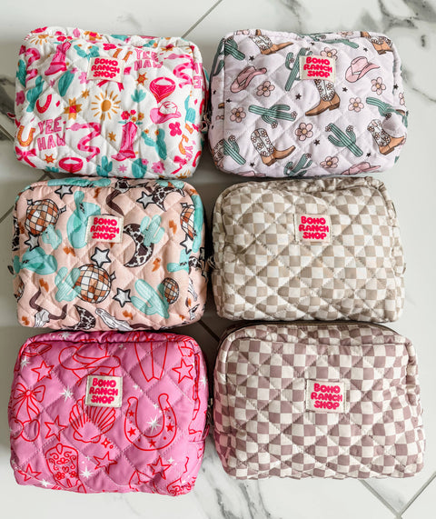 Fabric Western Makeup Bag Organizer | Cowgirl Cosmetic Bag 