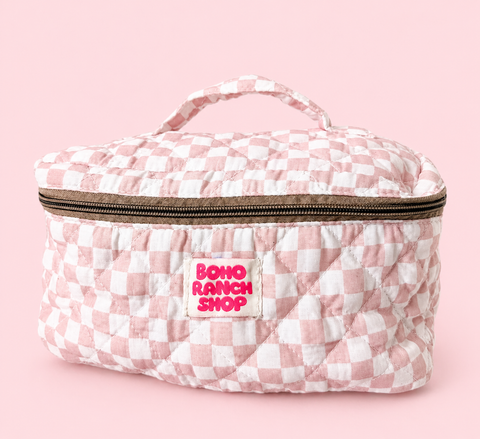 Quilted Western Makeup Bag  | Cowgirl Cosmetic Bag Fabric 