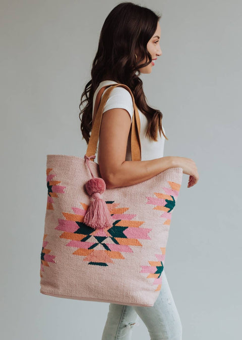 Pink, Teal & Orange Aztec Tote